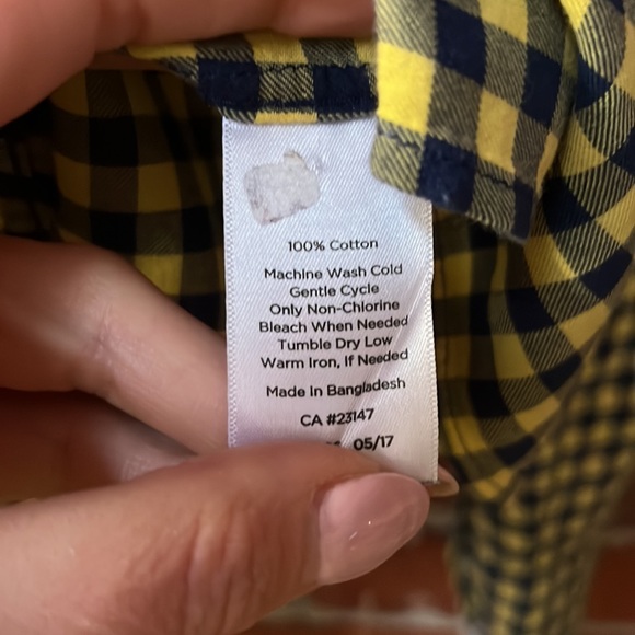 Talbot’s Shirt Button Up Gingham Blue & Yellow, Size Medium - Picture 4 of 6